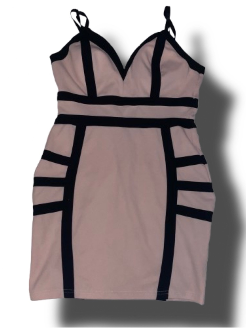 Entry Blush Pink & Black Contrast Bodycon Dress